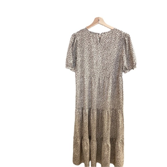 PRETTYGARDEN Cheetah Print Flowy Boho Midi Dress Puff Short Sleeve ,Women’s Sz S - Picture 3 of 9